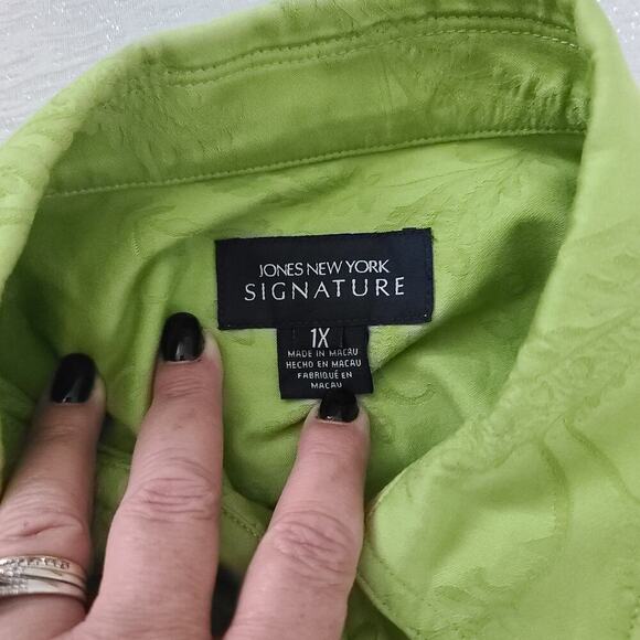 Jones New York Signature jacquard Shacket ladies green Size 1x Proper finished - Picture 8 of 9